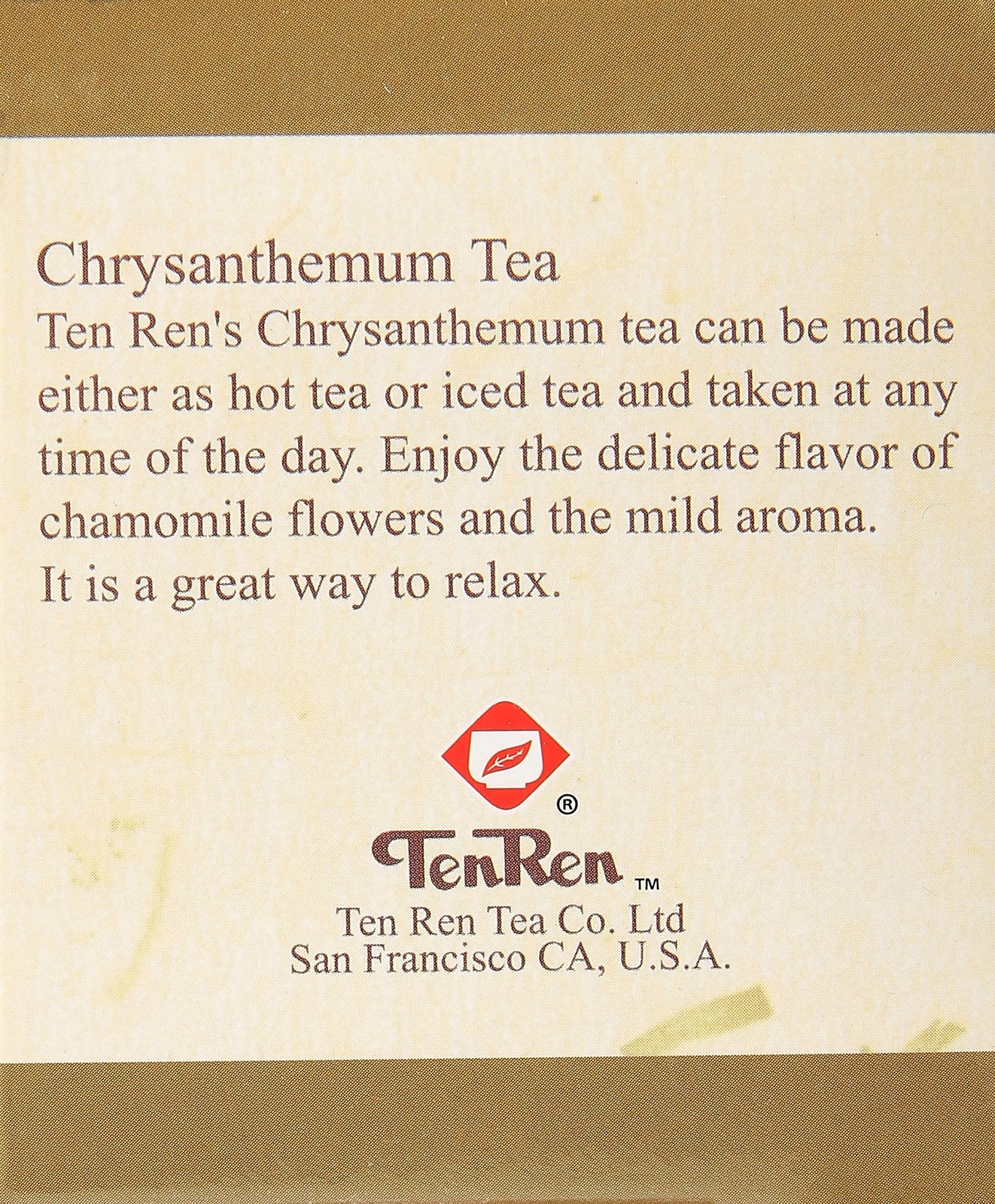Ten Ren Chrysanthemum Tea Blend 20 Bags Naturally Sweet Herbal Black Tea