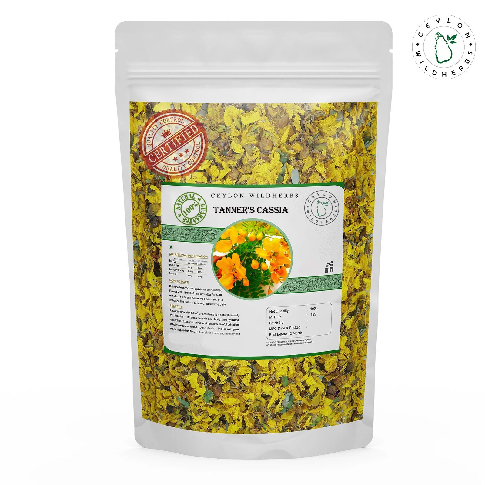 Organic Tanner’s Cassia Senna auriculata Avarampoo ,Ranawara Mal Herbal Tea bag