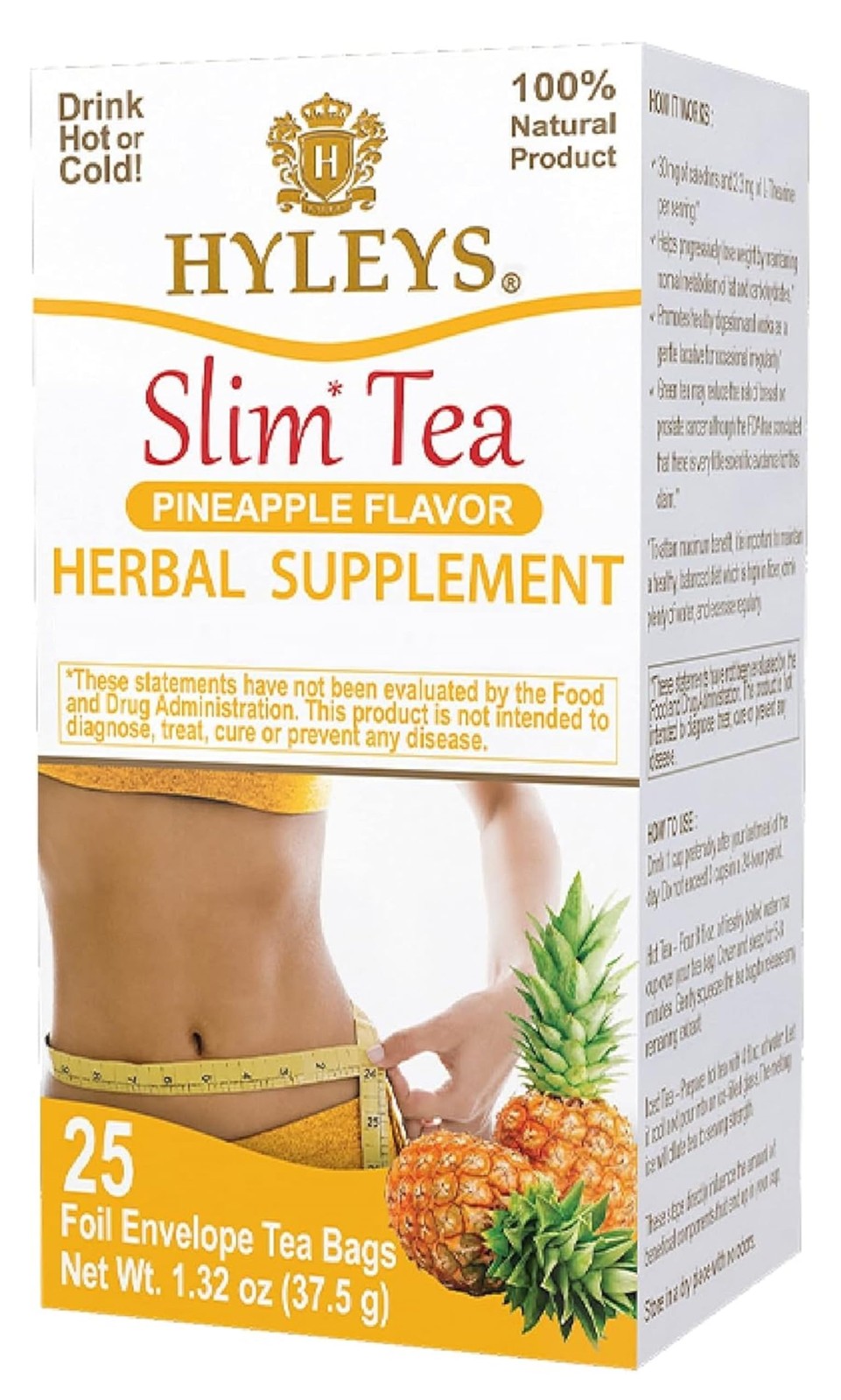 Slim Tea, Pineapple, Herbal Supplement for Weight Loss, 25 Tea Bags