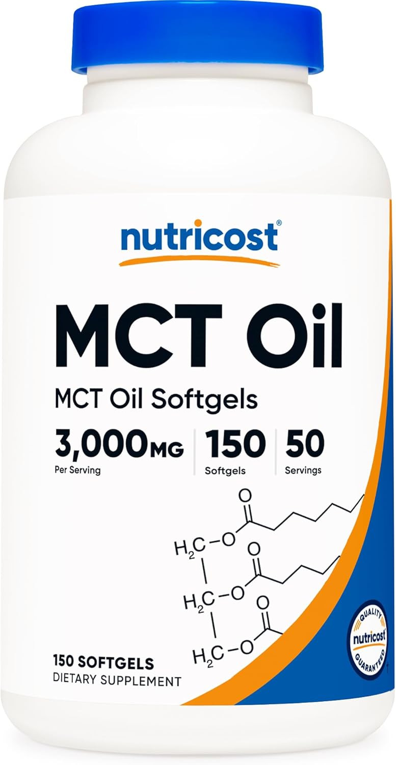 Nutricost MCT Oil Softgels 1000mg, 150 SFG (3,000mg Serv) – Great for Keto,…