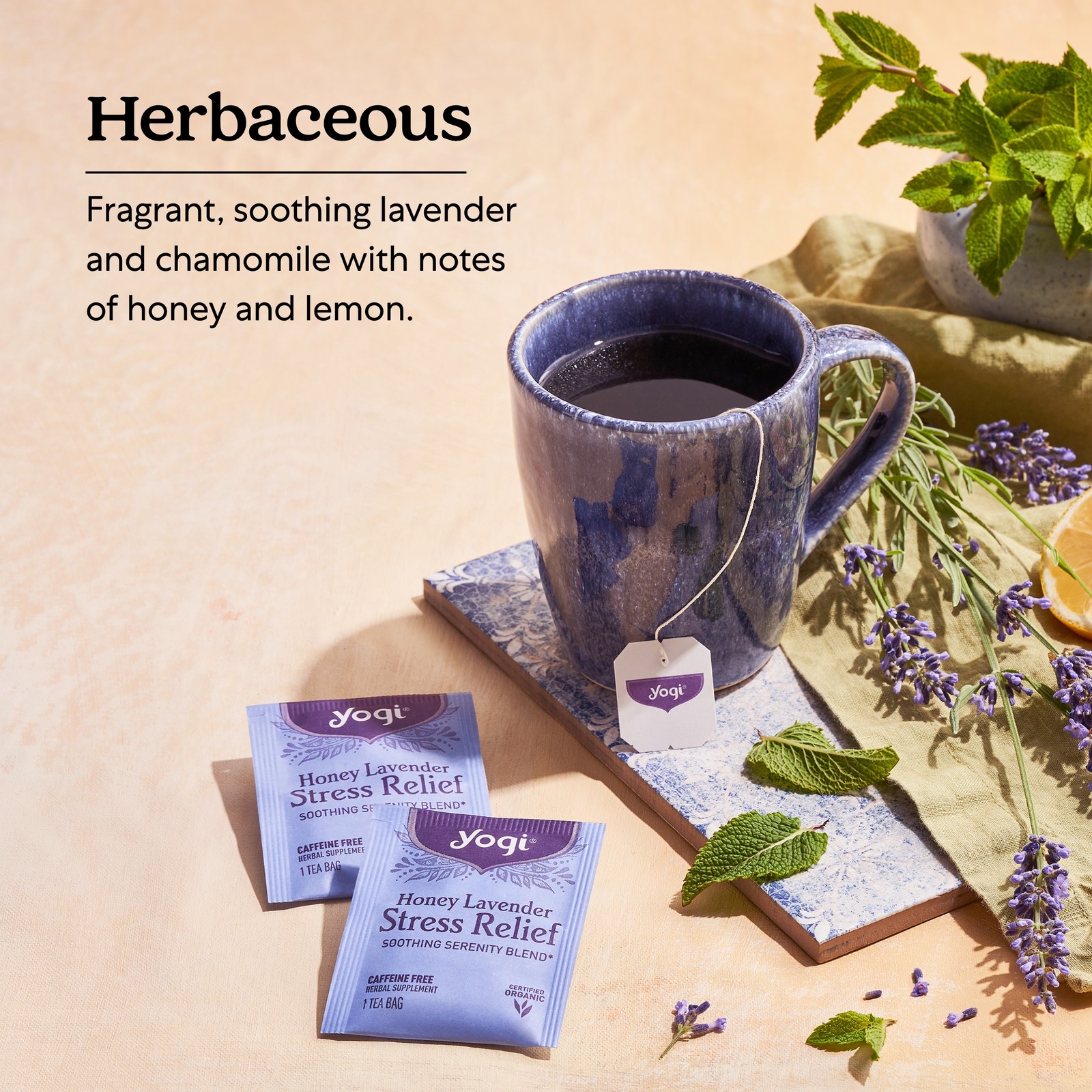 Yogi Tea – Honey Lavender Stress Relief (4 Pack) – Serenity Blend – 64 Tea Bags