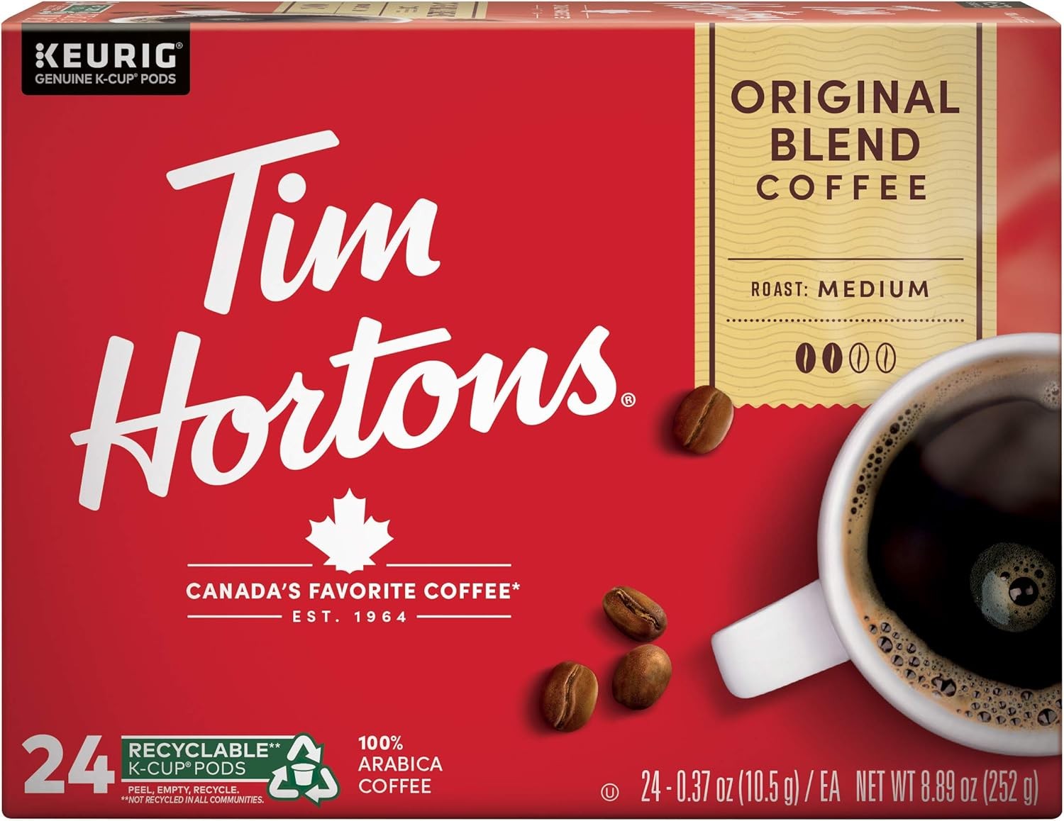 Tim Hortons Original Blend, Medium Roast Coffee, Single-Serve K-Cup Pods