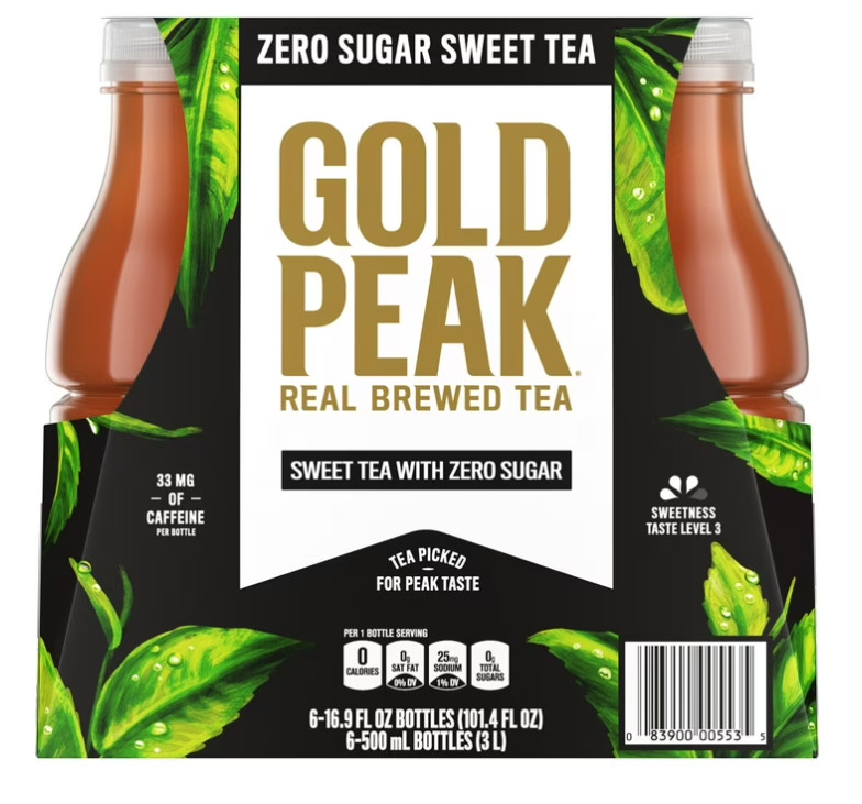 (2 PACK) Gold Peak Iced Tea, Zero Sugar Sweet Tea Bottles, 16.9 fl oz, 6 pack