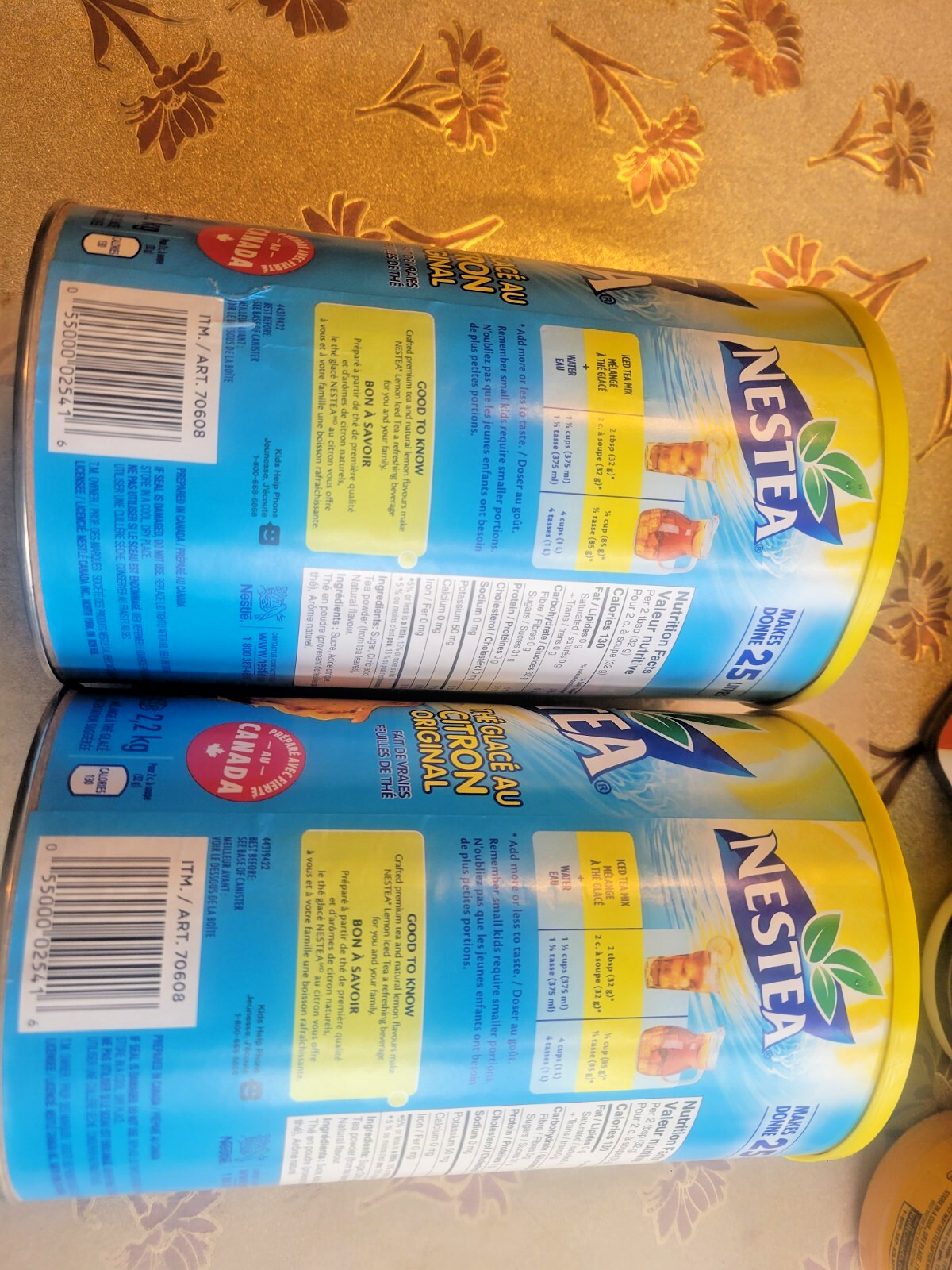 Nestea Original Lemon Iced Tea Mix 2.2kg 4lb 13oz Can 122 servings x2 can Canada