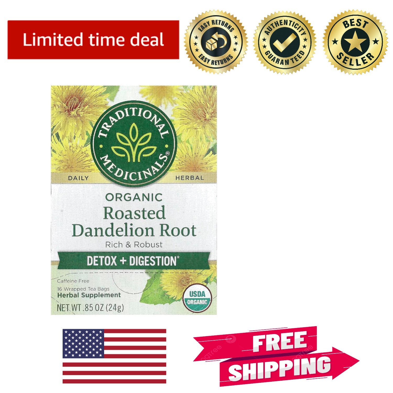 Mindfully Crafted Organic Dandelion Root Tea for Detox & Digestive Health