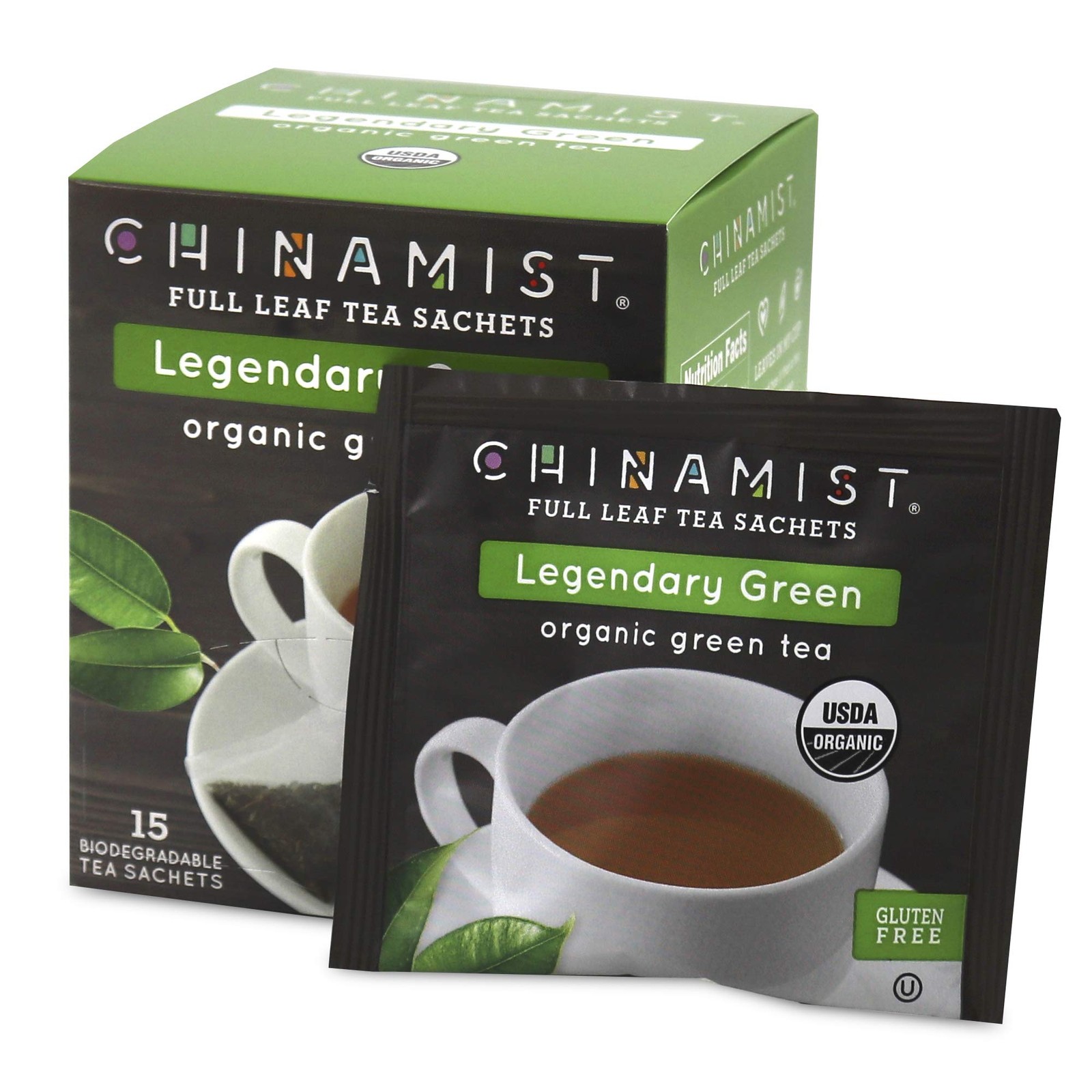 China Mist – Legendary Green Organic Full Leaf Tea Sachet, 15 count box – Bio…