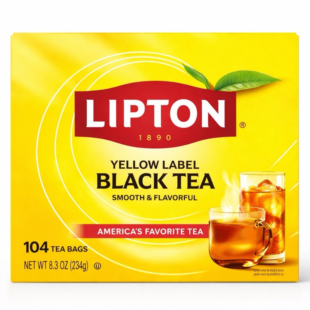 Lipton Black Tea 104 Bags Yellow Label Fresh New