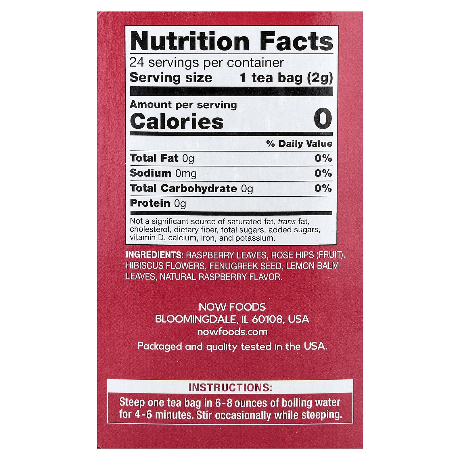 Everyday Wellness Tea, Red Raspberry, Caffeine-Free, 24 Tea Bags, 1.7 oz (48 g)
