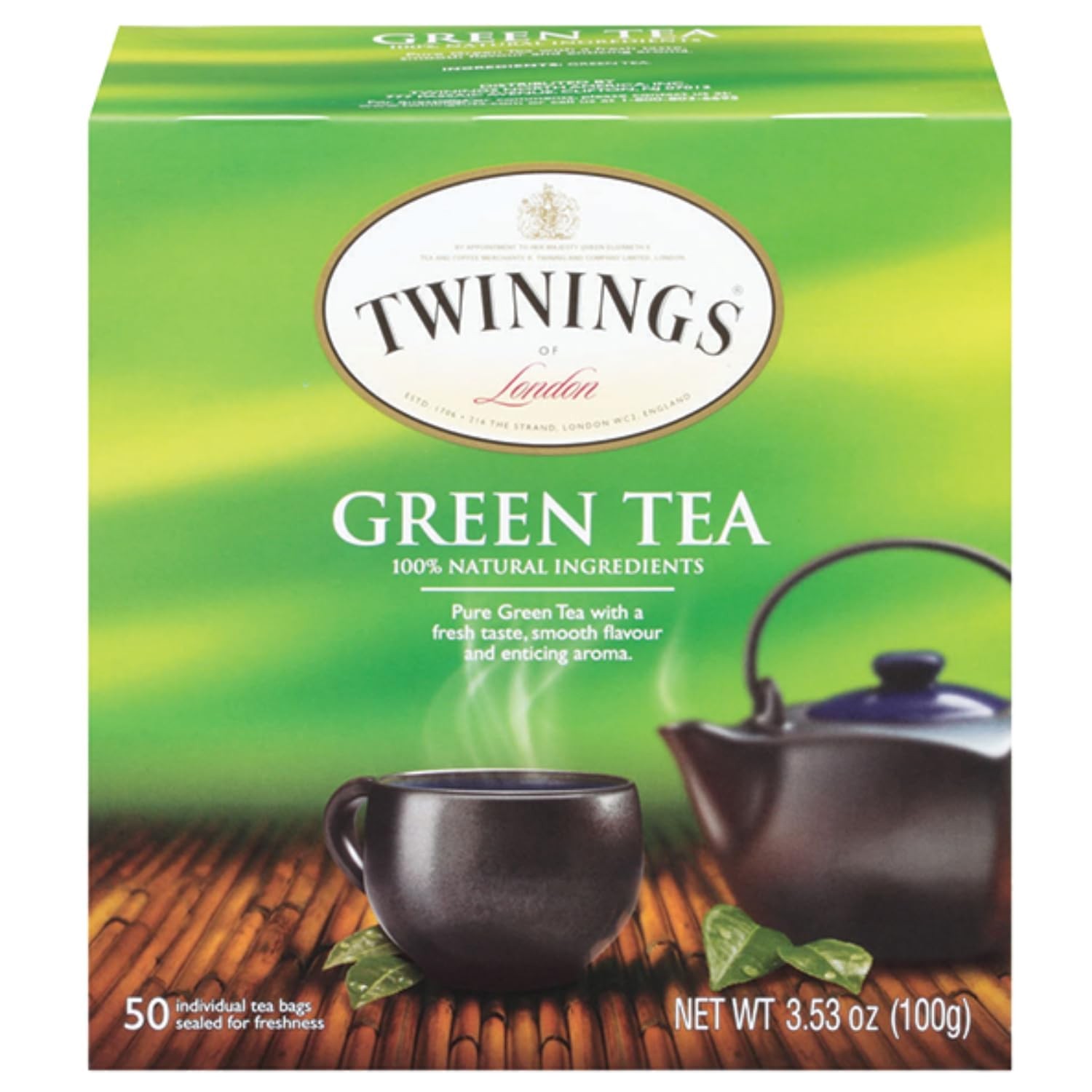 Twinings Pure Green Tea 50 Count Fresh Smooth Delicate Flavor USA Grown
