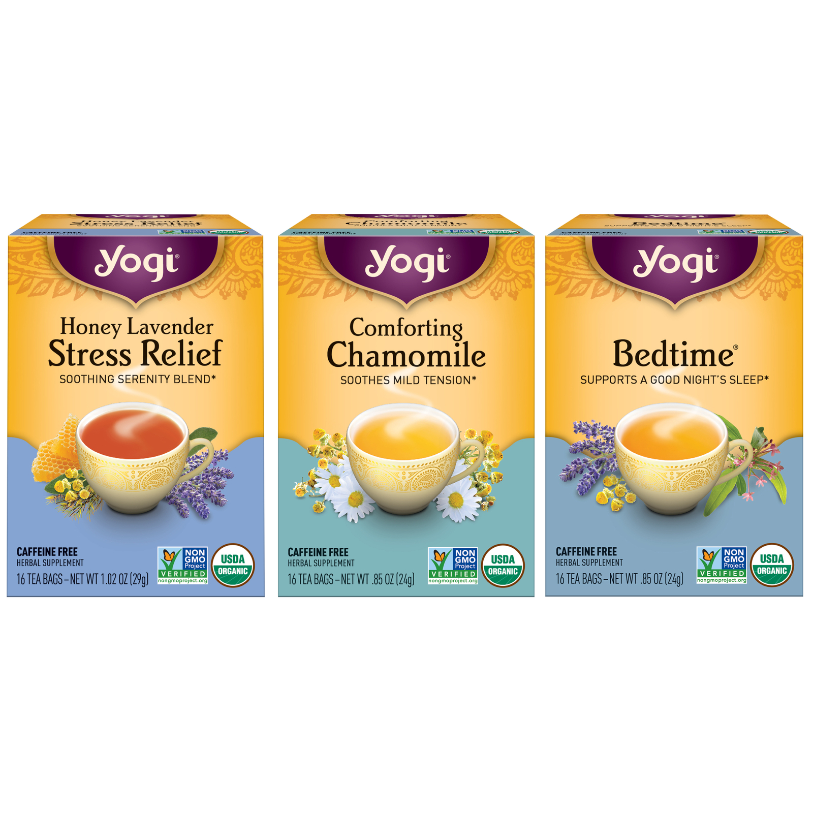 Yogi Tea Relaxation & Stress Relief Variety Pack Sampler (3 Pack) – 48 Tea Bags