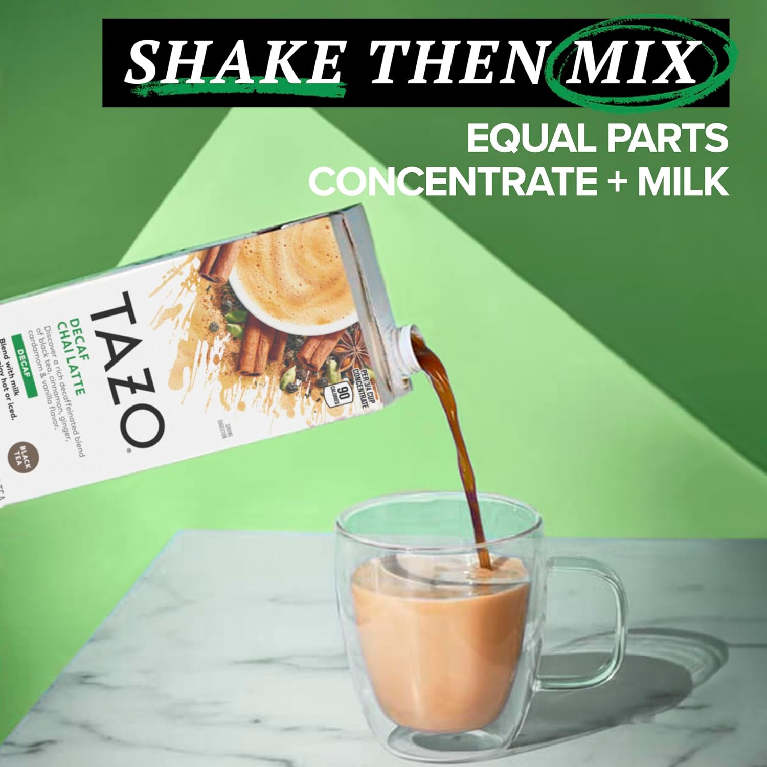 TAZO Decaf Chai Latte, Black Tea Concentrate, Easy-To-Serve Chai Tea for Everyda