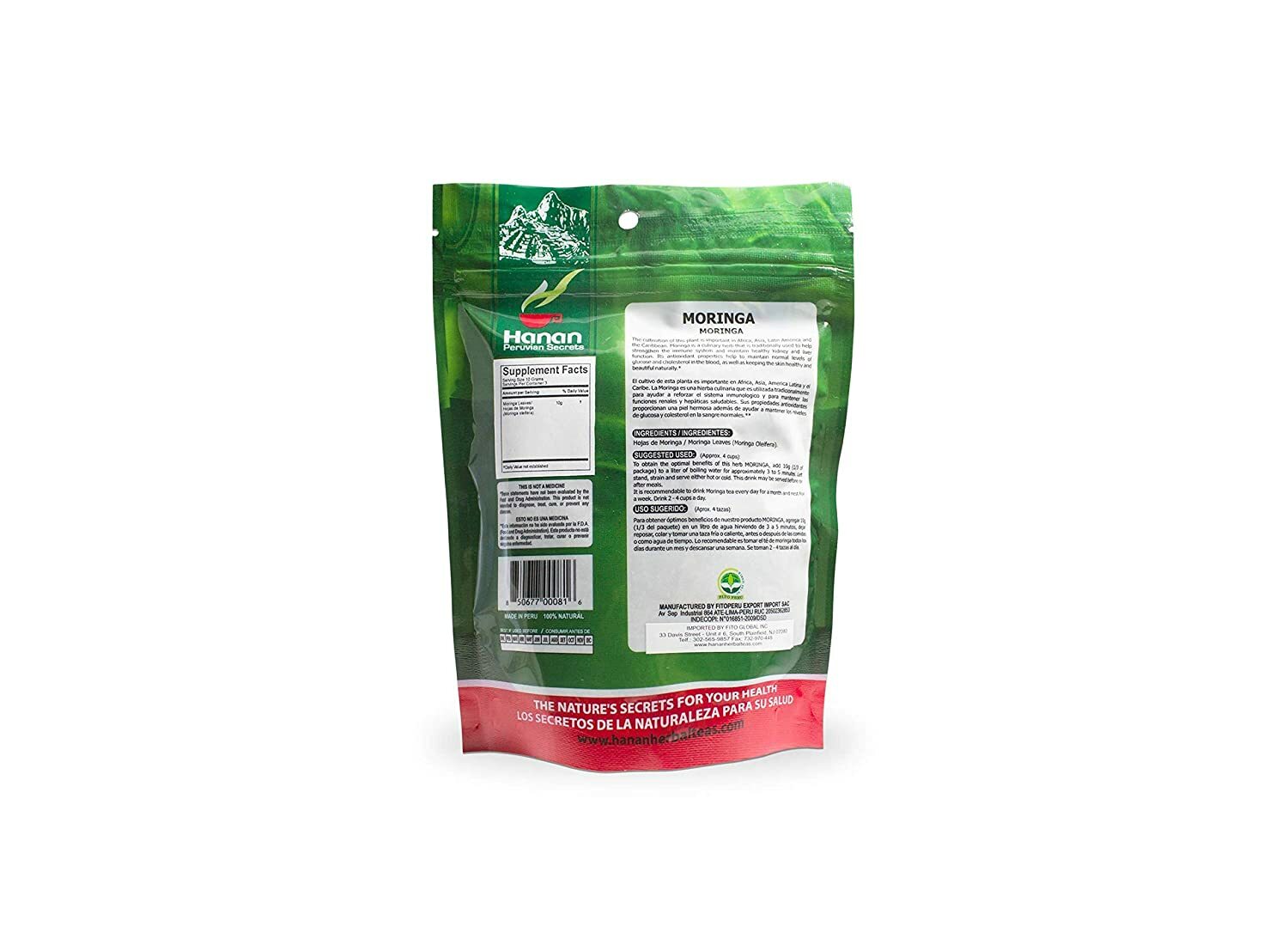 Hanan Peruvian Secrets Moringa Herbal Tea | 100% Natural Moringa Leaves | 1.06oz