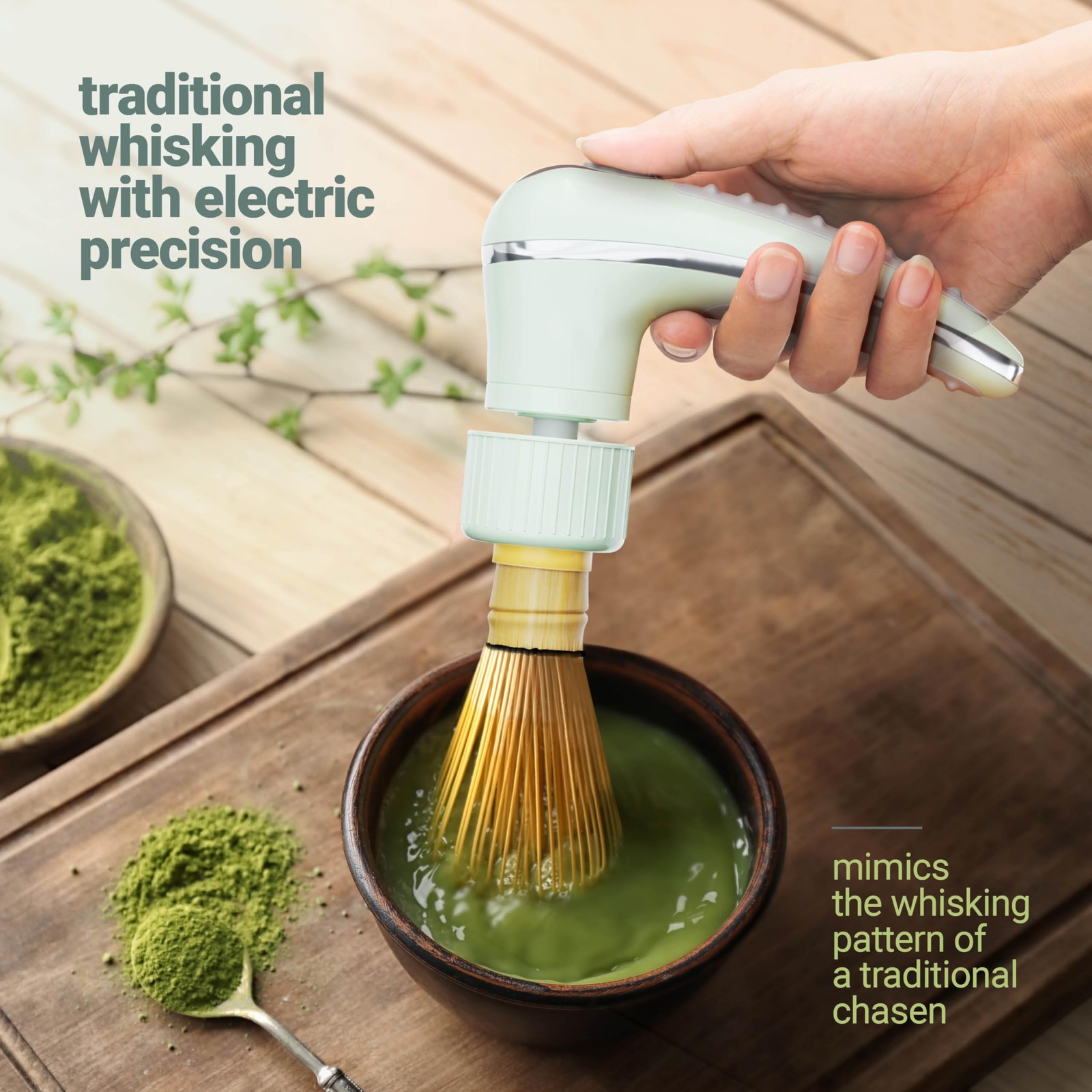 Matcha Mate Electric Powered Bamboo Whisk – Traditional Whisking with Electro…