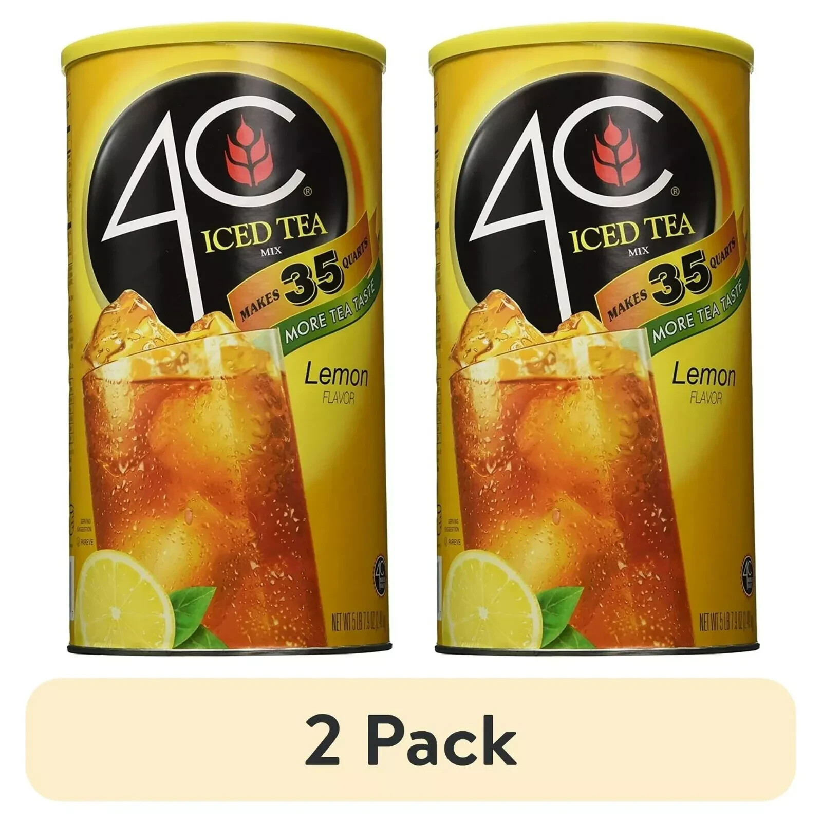 4C Lemon Iced Tea Mix, 35-Qt. (82.6 oz) – (2 Pack) Refreshing Citrus Flavor,