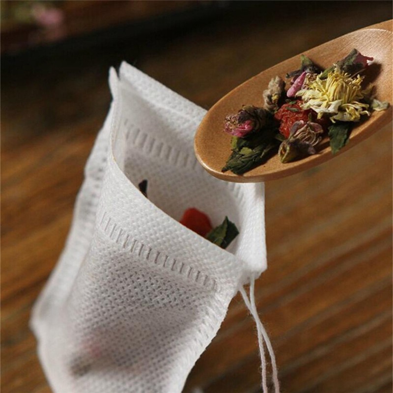 100Pcs Non-woven Empty Teabags String Heat Seal Filter Paper Herb Tea Bag GAMHJ
