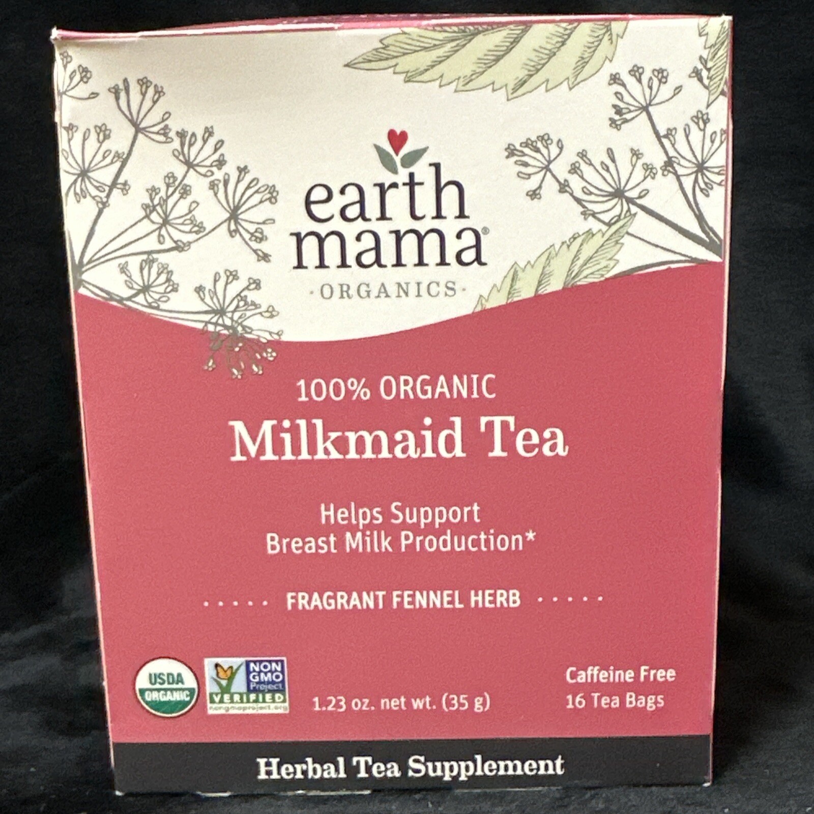 Earth Mama ORGANICS 100% MILKMAID TEA NEW 16 Bags breast milk production