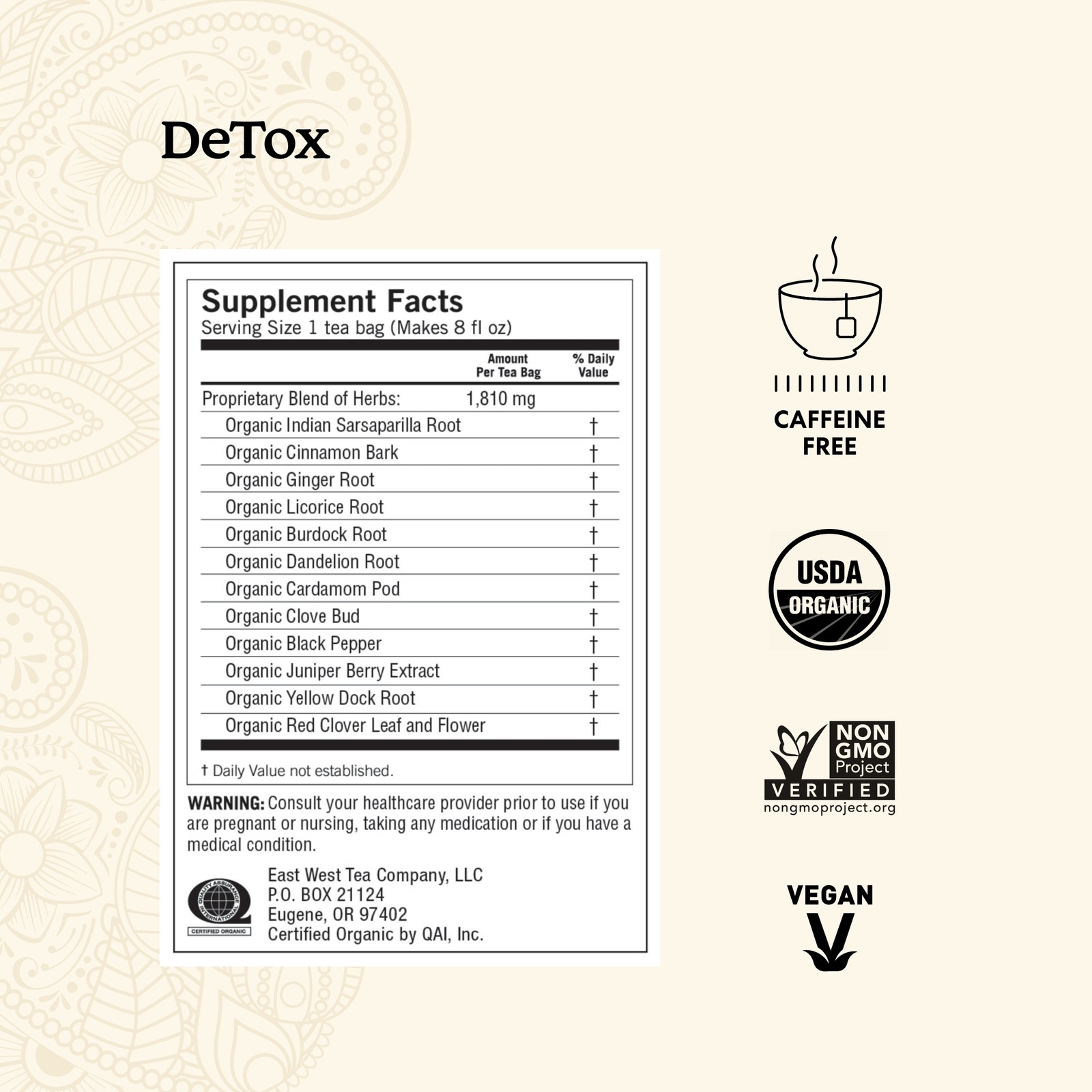 Yogi Tea – DeTox Tea (4 Pack) – Caffeine Free – 64 Organic Herbal Tea Bags