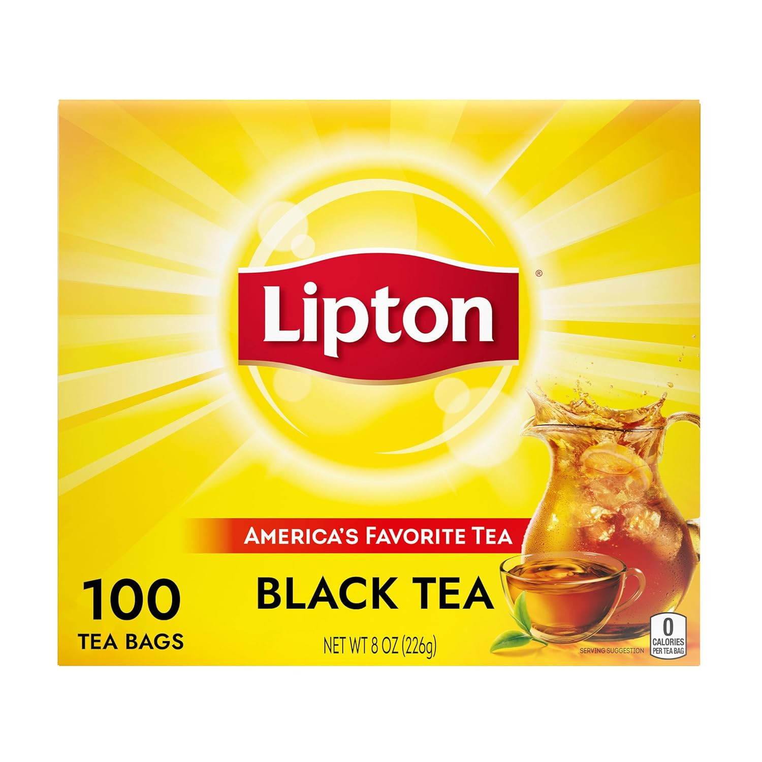 Lipton Black Tea Bags, Hot or Iced Tea Bags, 100 Total Count