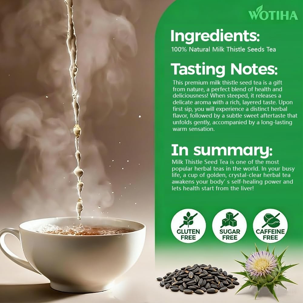 60 Count Milk Thistle Tea Bags – 100% Natural Milk Thistle Seed, Liver Suppo…