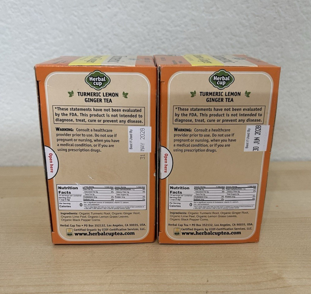 Herbal Cup Ayurveda Turmeric Tea, Organic Lemon Ginger No Caffeine