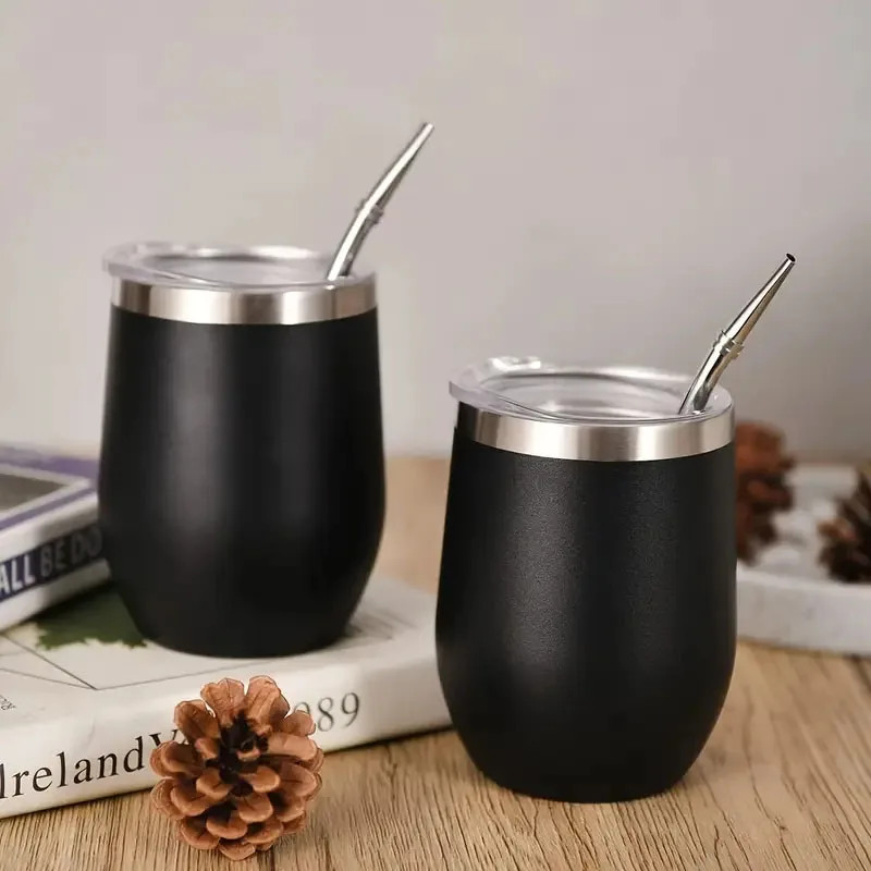 3pcs Stainless Steel Yerba Mate Cup Set: 350ML Gourd, Bombillas & Brush