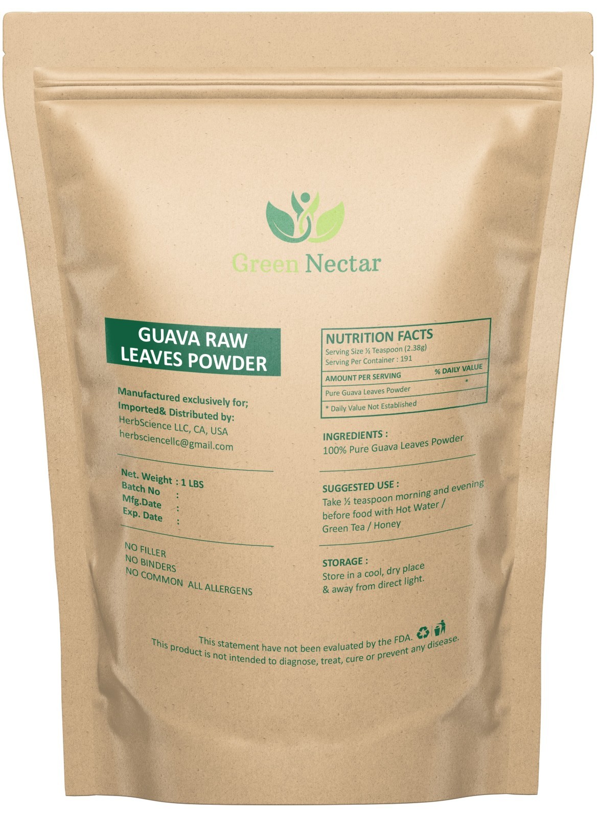 Guava Leaf Powder 16 oz | Hair Growth, Skin & Nail Health | Shadow Dried