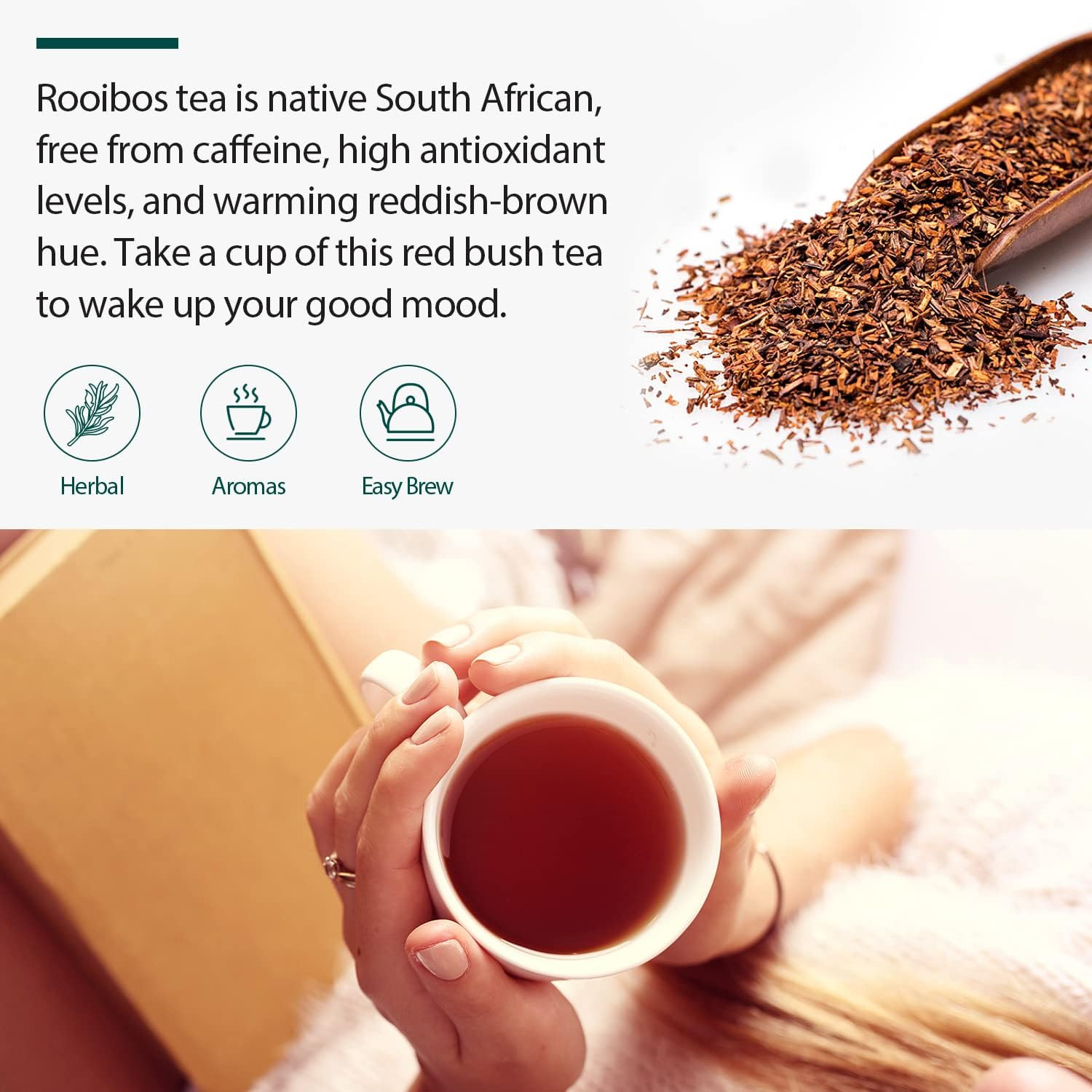 Organic Rooibos Tea, 9Oz (250G), 100 Tagless Tea Bag, Naturally Caffeine Free, U