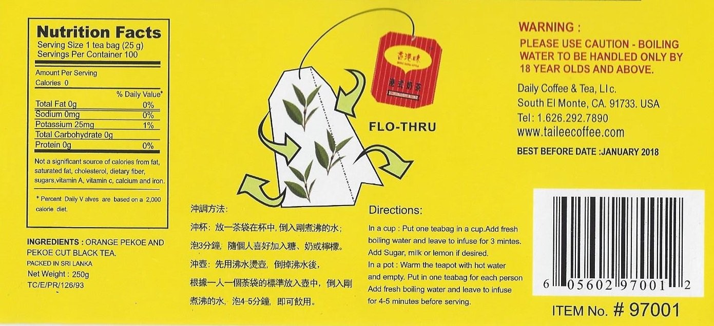 Hong Kong Black Tea Bags – 100 English Breakfast Tea Bags for Brewing
