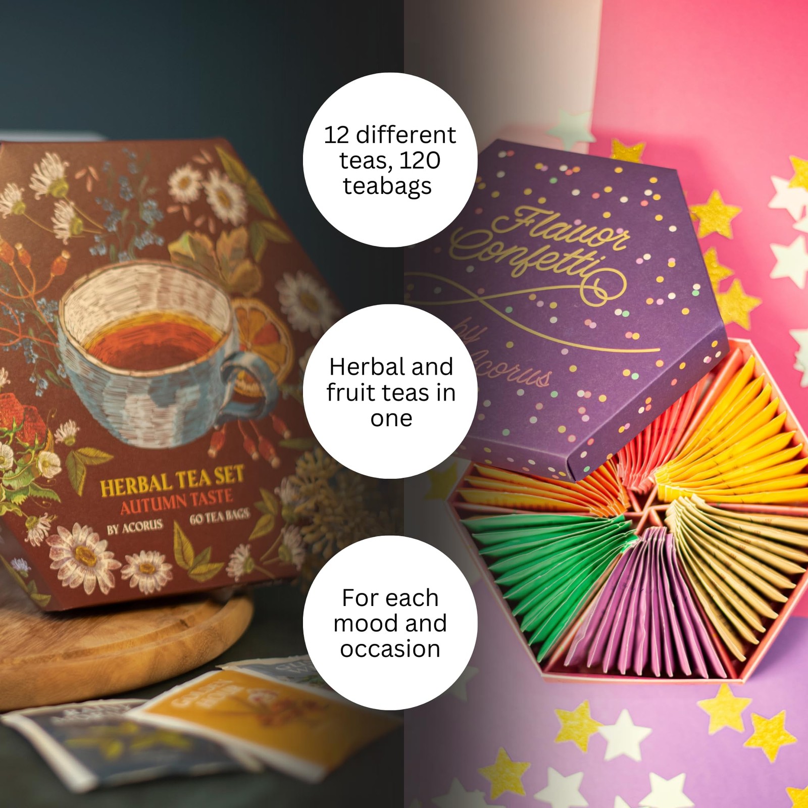 ACORUS Autumn Taste & Flavor Confetti Tea Sets Natural Fruit and Herbal Tea