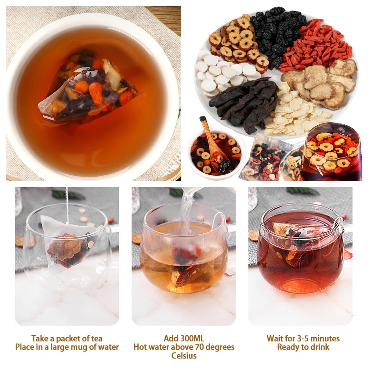 Ginseng Mulberry Medlar Tea, Kidney tea ,liver tea,kidney health for Men & Women