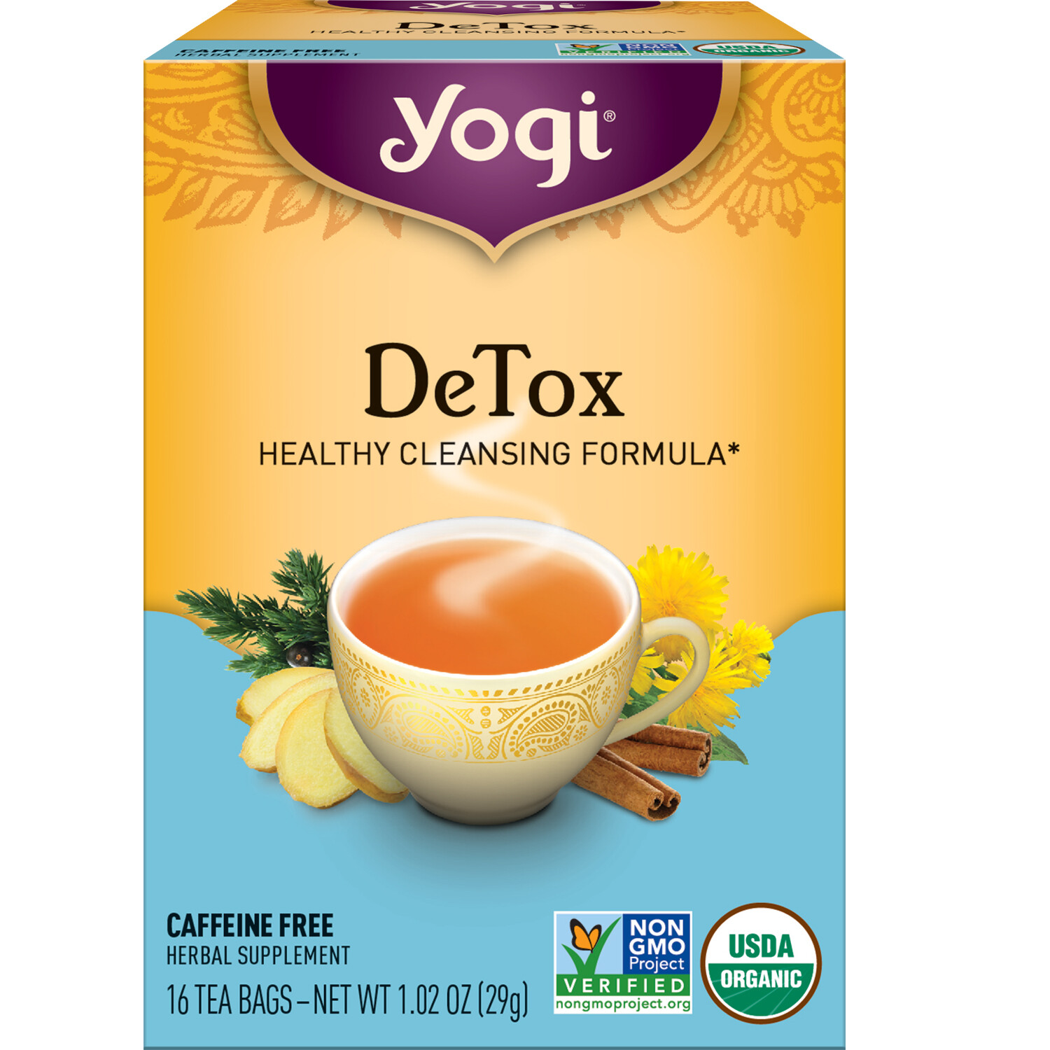 Yogi Tea – DeTox Tea (4 Pack) – Caffeine Free – 64 Organic Herbal Tea Bags