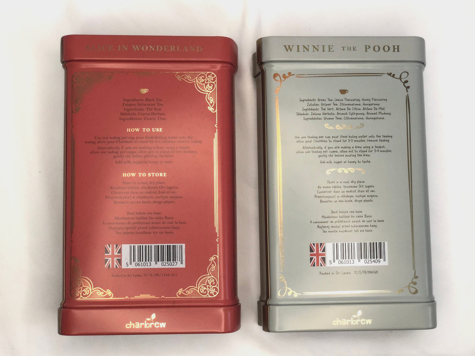 NEW Charbrew Alice & Winnie the Pooh Book Tea Tin 60ct Eng Breakfast Honey Lemon
