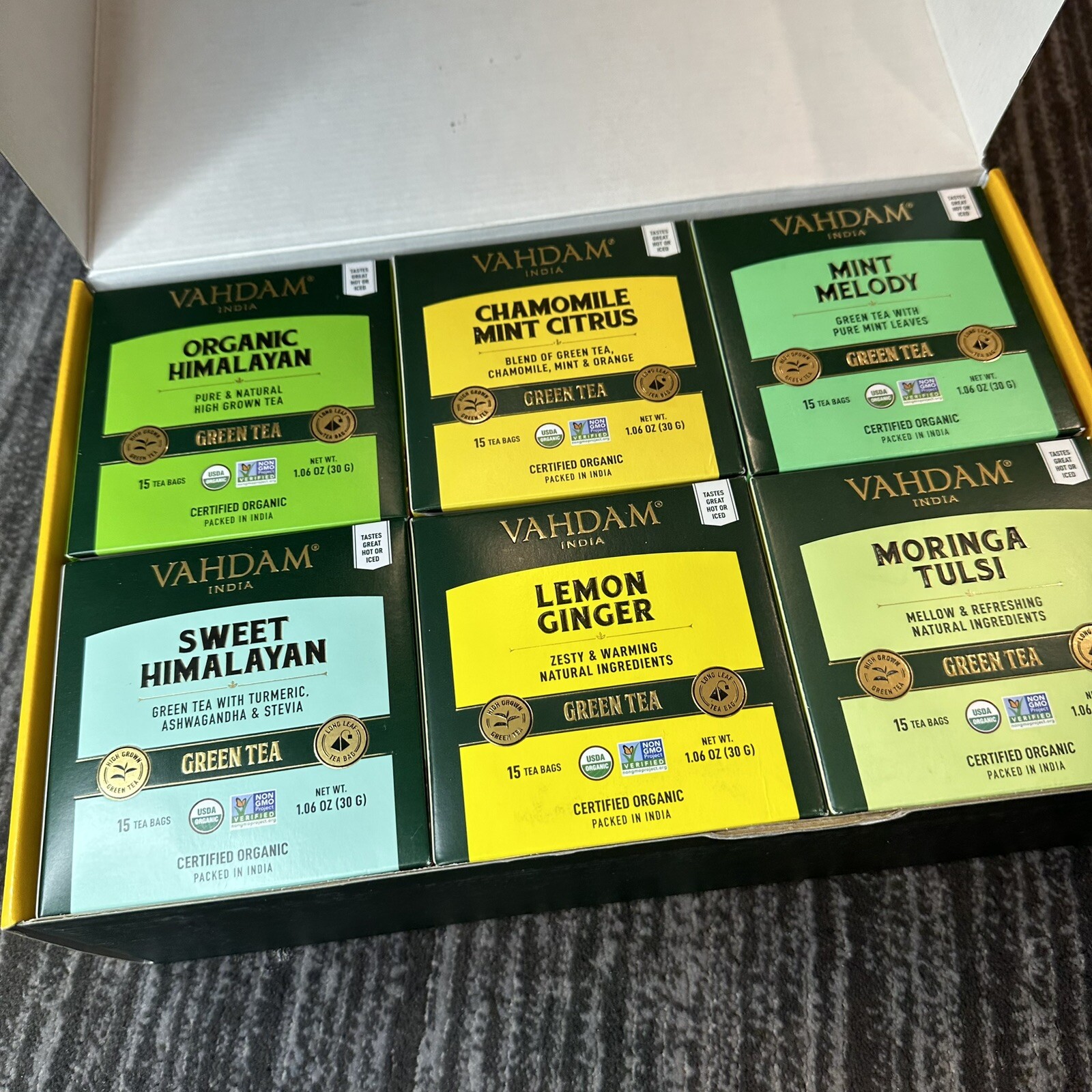 Organic Tea Natural Detox 90 Tea Bags 6 Flavors Tea Gift Set Healthy VAHDAM New