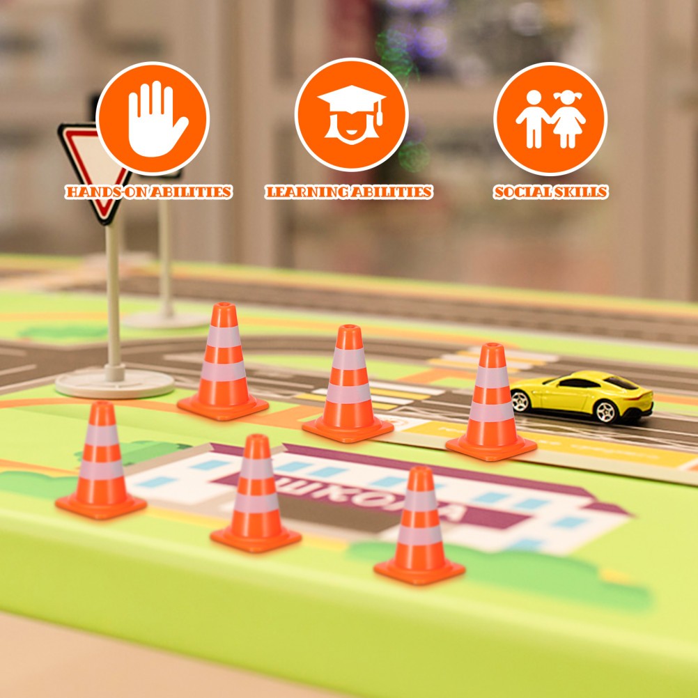 7 Pcs Mini Traffic Cones Kids Road Sign Driving Habit Toys Man