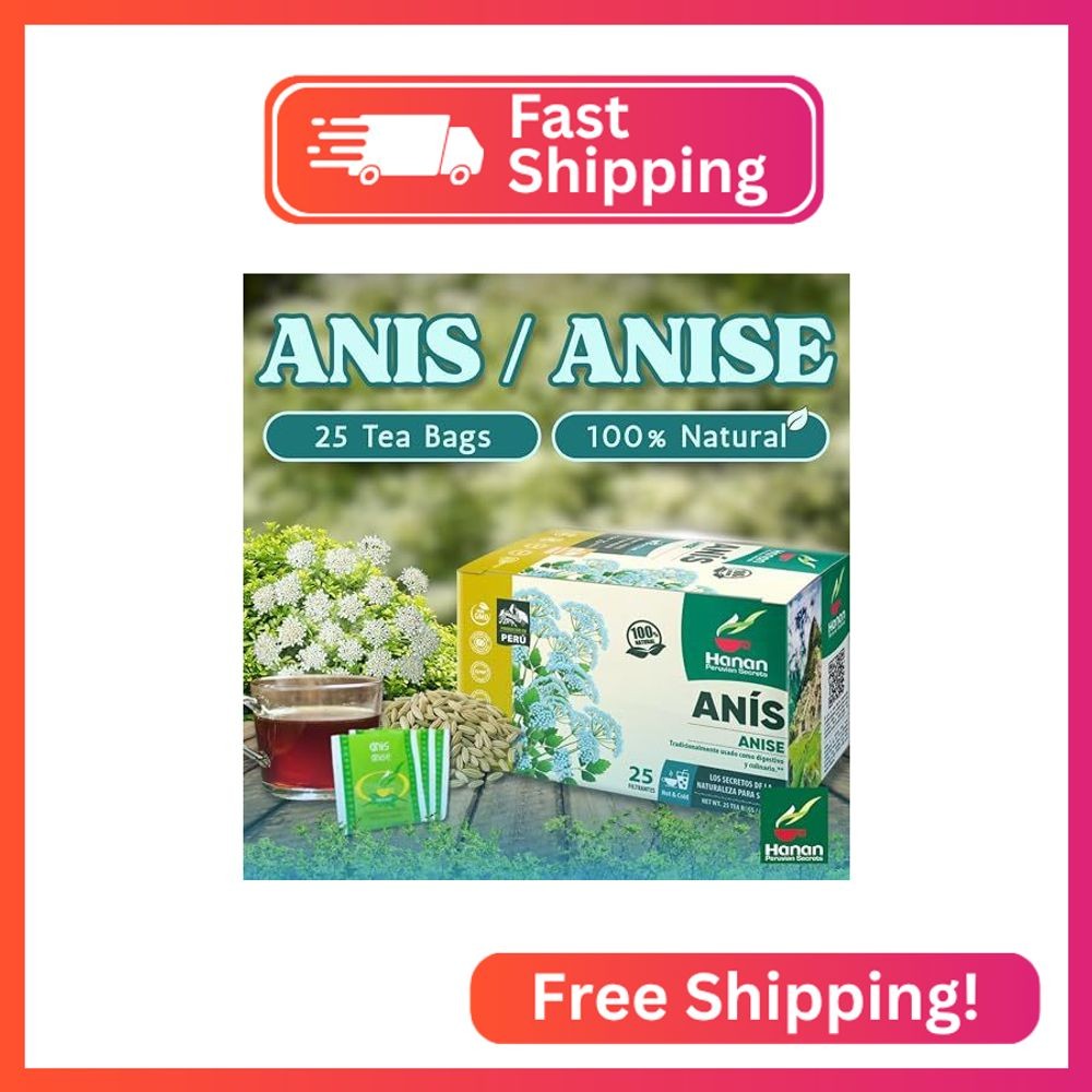 Hanan Anise Tea 25 Herbal Teabags – Te de Anis Natural for Digestive Health, Dri
