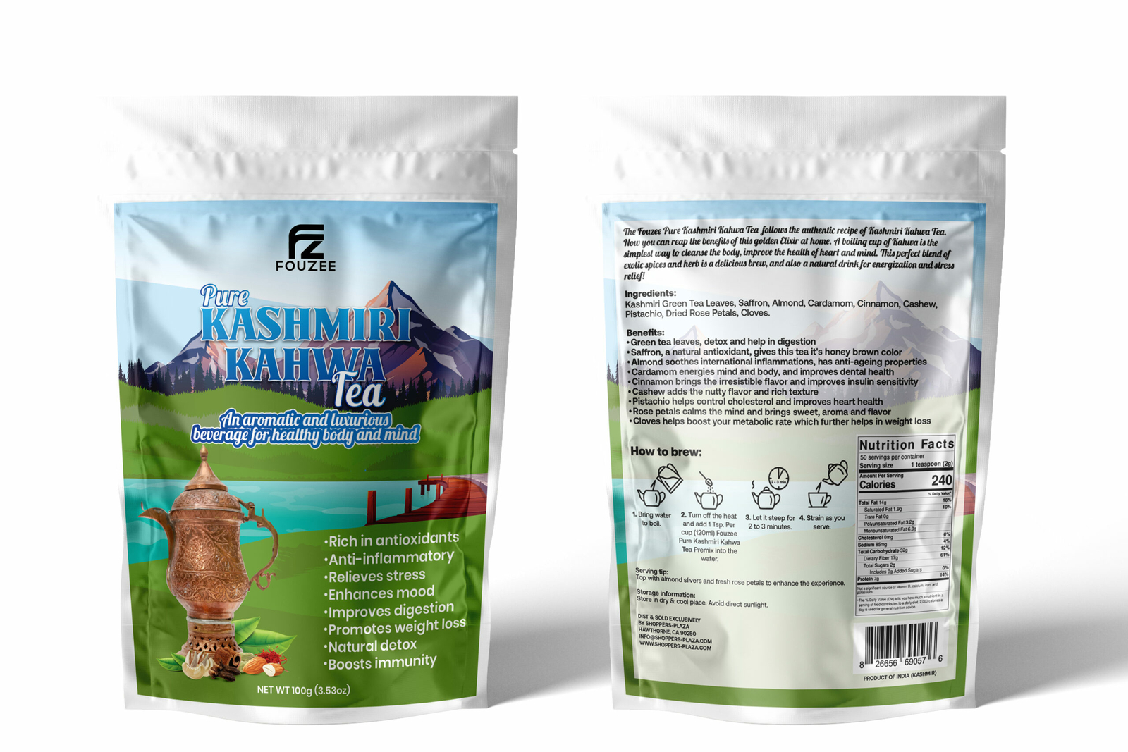Fouzee Pure Kashmiri Kahwa Tea (Ground) 100g (3.53oz)