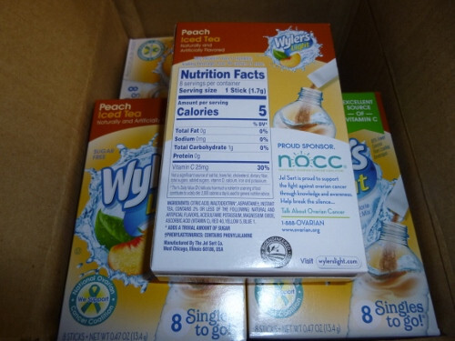 Wyler’s Light Peach Iced Tea 96 Singles To Go Packets 12 Boxes Of 8 Singles Each
