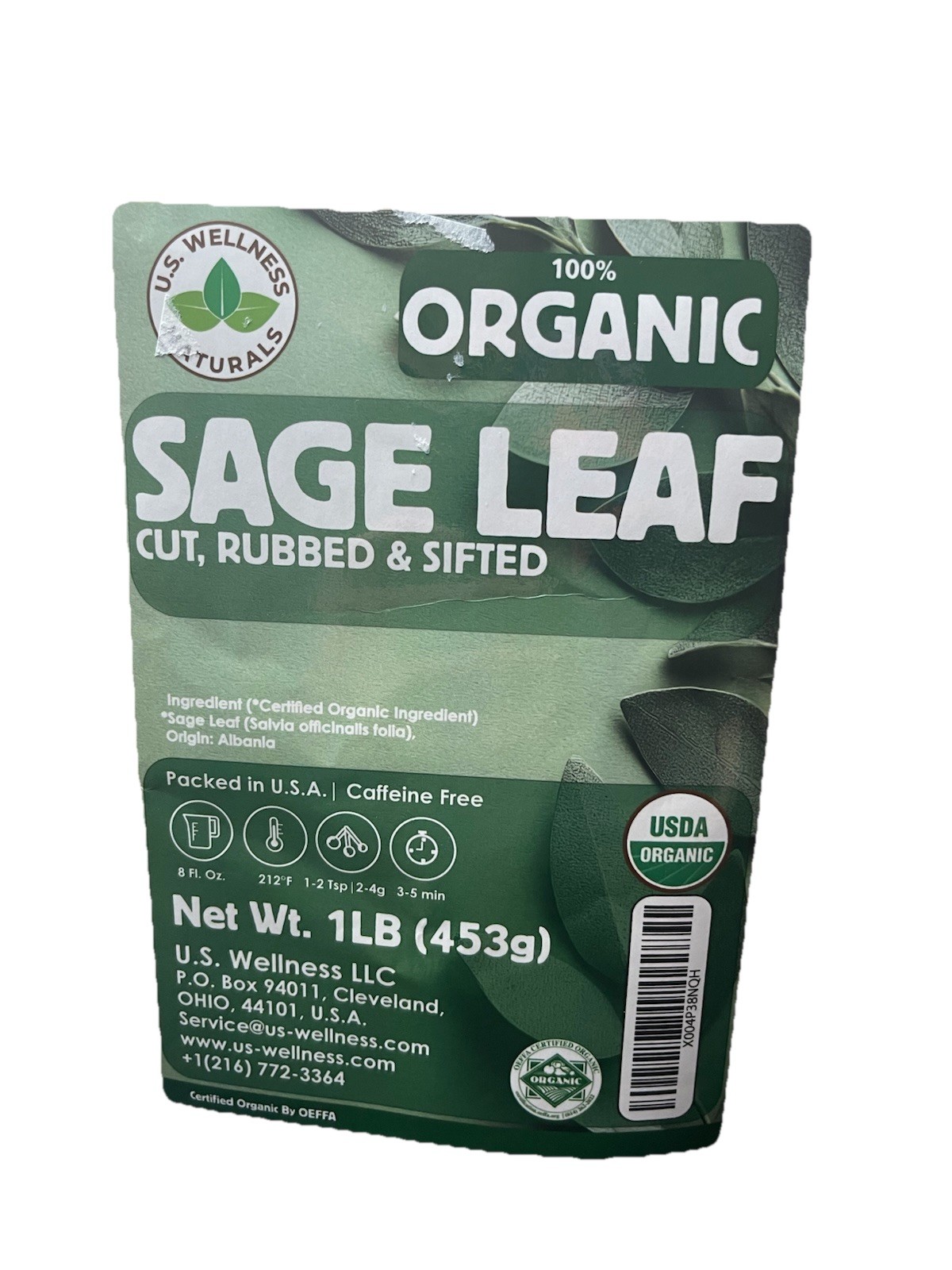 Organic Sage Leaf, 1 Pound, Cut and Sifted Loose Leaf Tea Seasoning BB June/2028