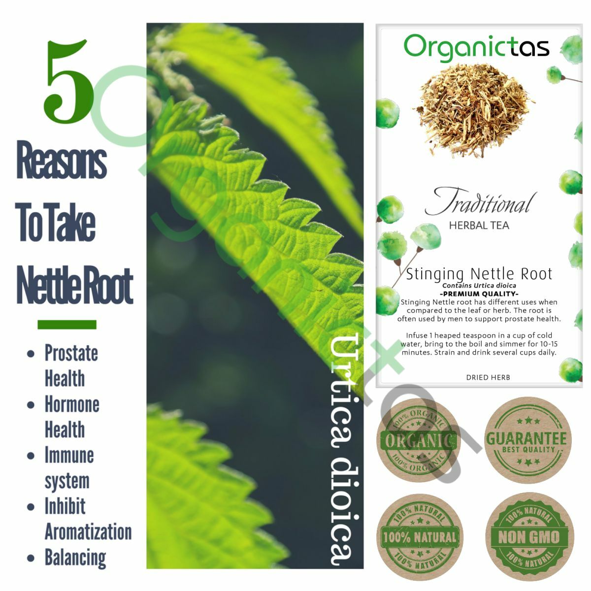 Stinging Nettle Root Tea | Premium Quality | Urtica Dioica | Loose Dried Cut Her