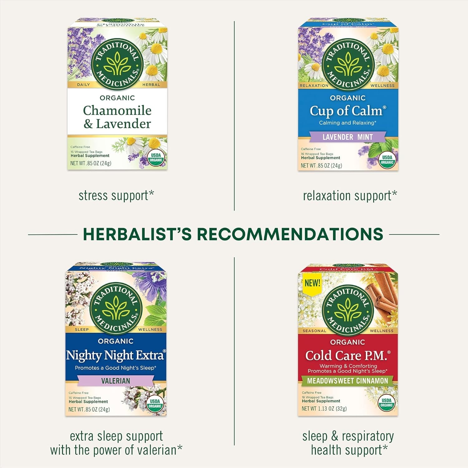 Mindfully Made Organic Nighty Night Tea – 16 Herbal Tea Bags for Restful Sleep