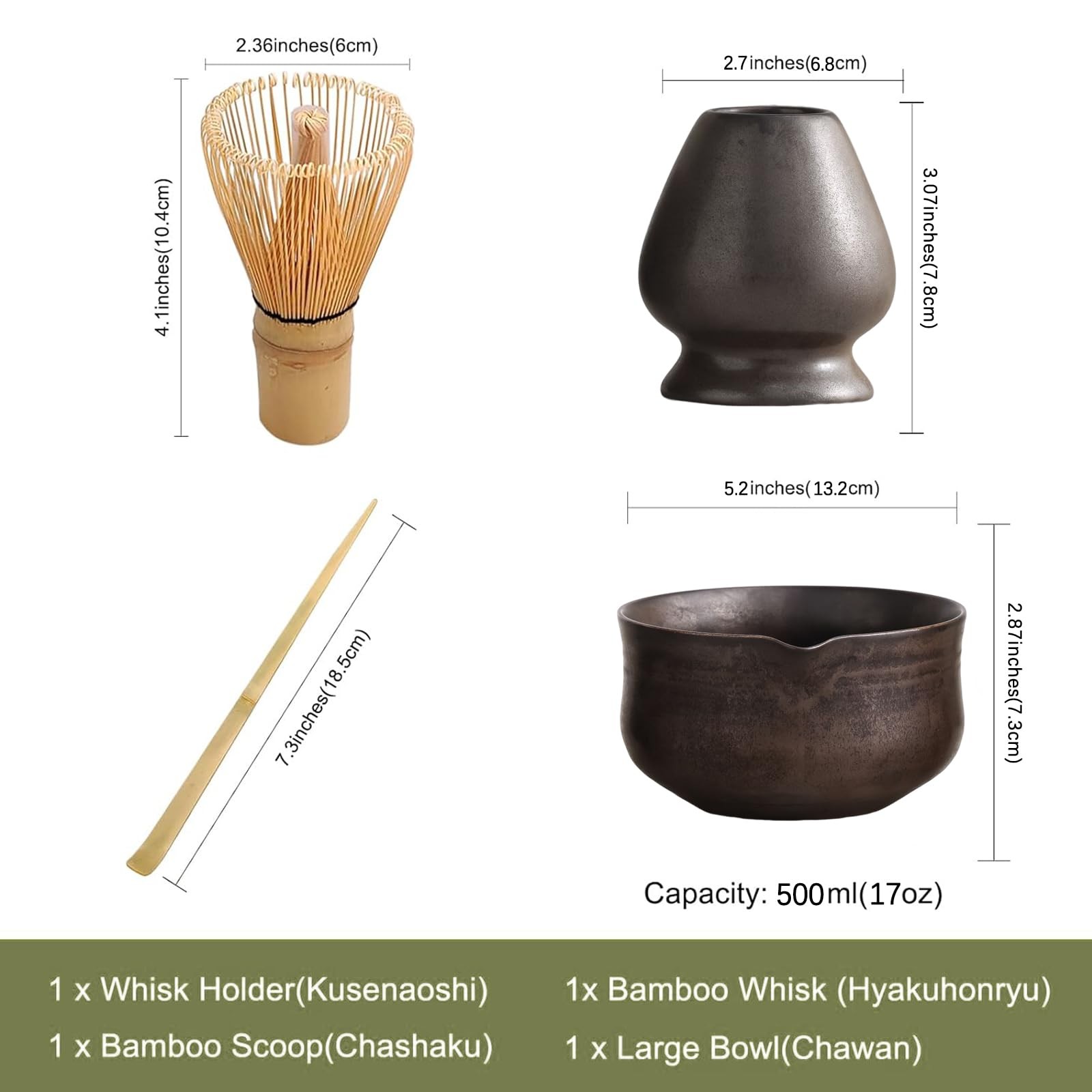 Matcha Set, Japanese Tea Set Includes Matcha Bowl with Spout, Matcha Whisk Ho…