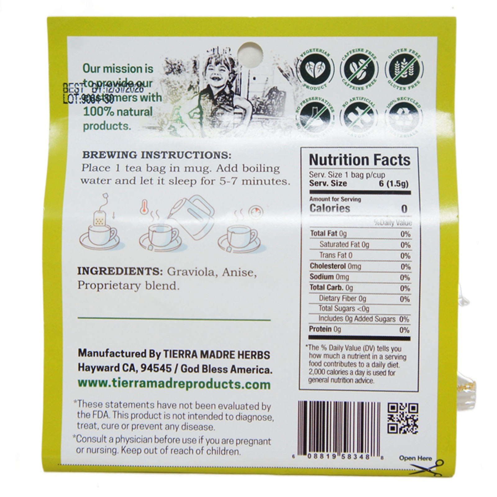 Tierra Madre Guanabana Tea 6 Pack – Natural Herbal Wellness & Immune Support