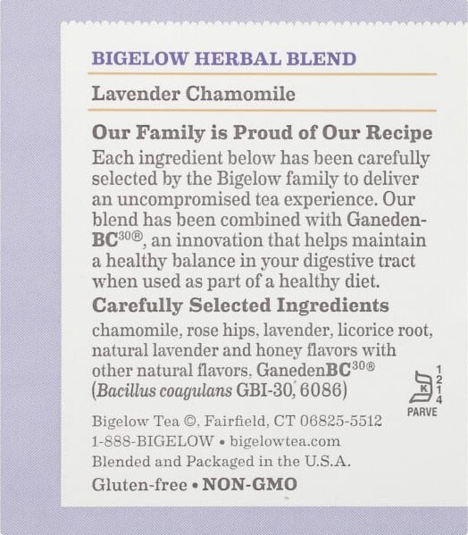 Bigelow Lavender Chamomile Herbal Tea – 18 tea bags