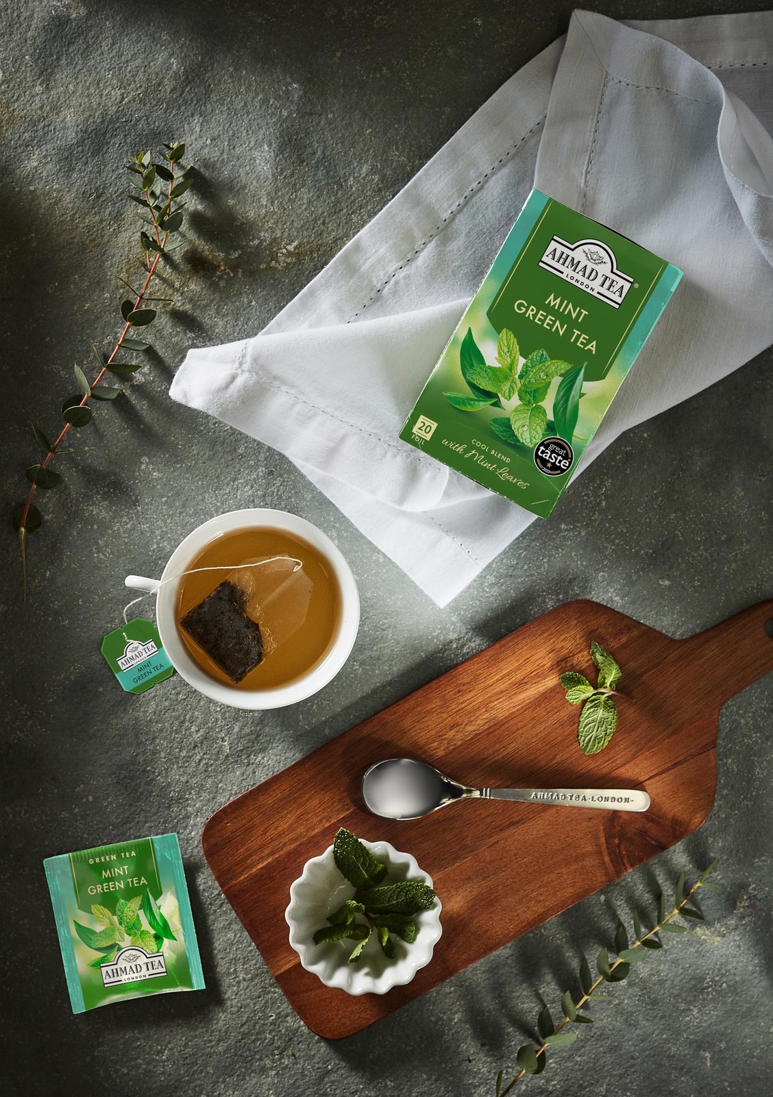 Mint Green Tea, Foil Wrapped Teabags, 20 ct (Pack of 1) – Caffeinated & Sugar-