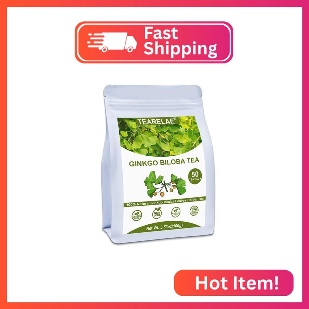 TEARELAE – Ginkgo Biloba Tea Bags, 50 Count – 100% Pure Ginkgo Biloba Leaves – N