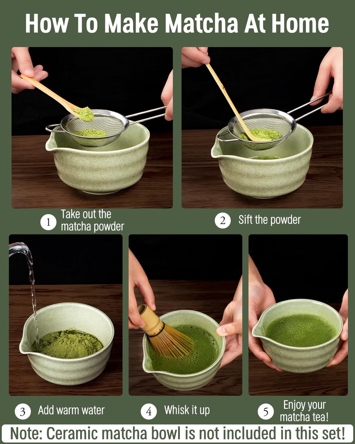 Matcha Ceremony Accessory, ThymeSpace Matcha Whisk, Traditional Scoop, Wooden…