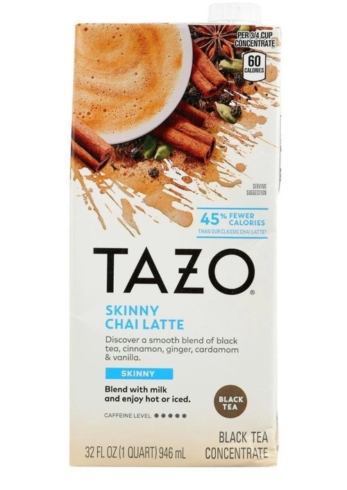 Tazo Skinny Latte Tea Concentrate 32 oz (Pack of 6) Expires 08/10/2026 Lot