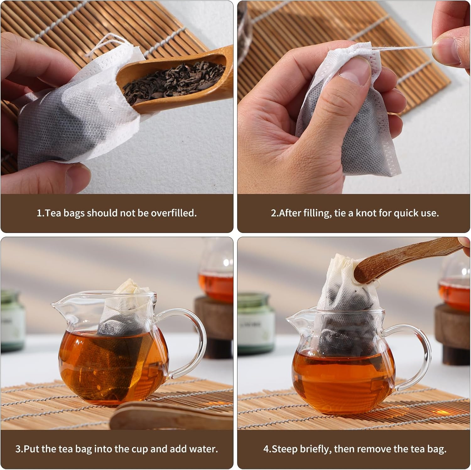 300 PCS Disposable Tea Bags for Loose Leaf Tea, Empty Tea Filter Bags with Draws