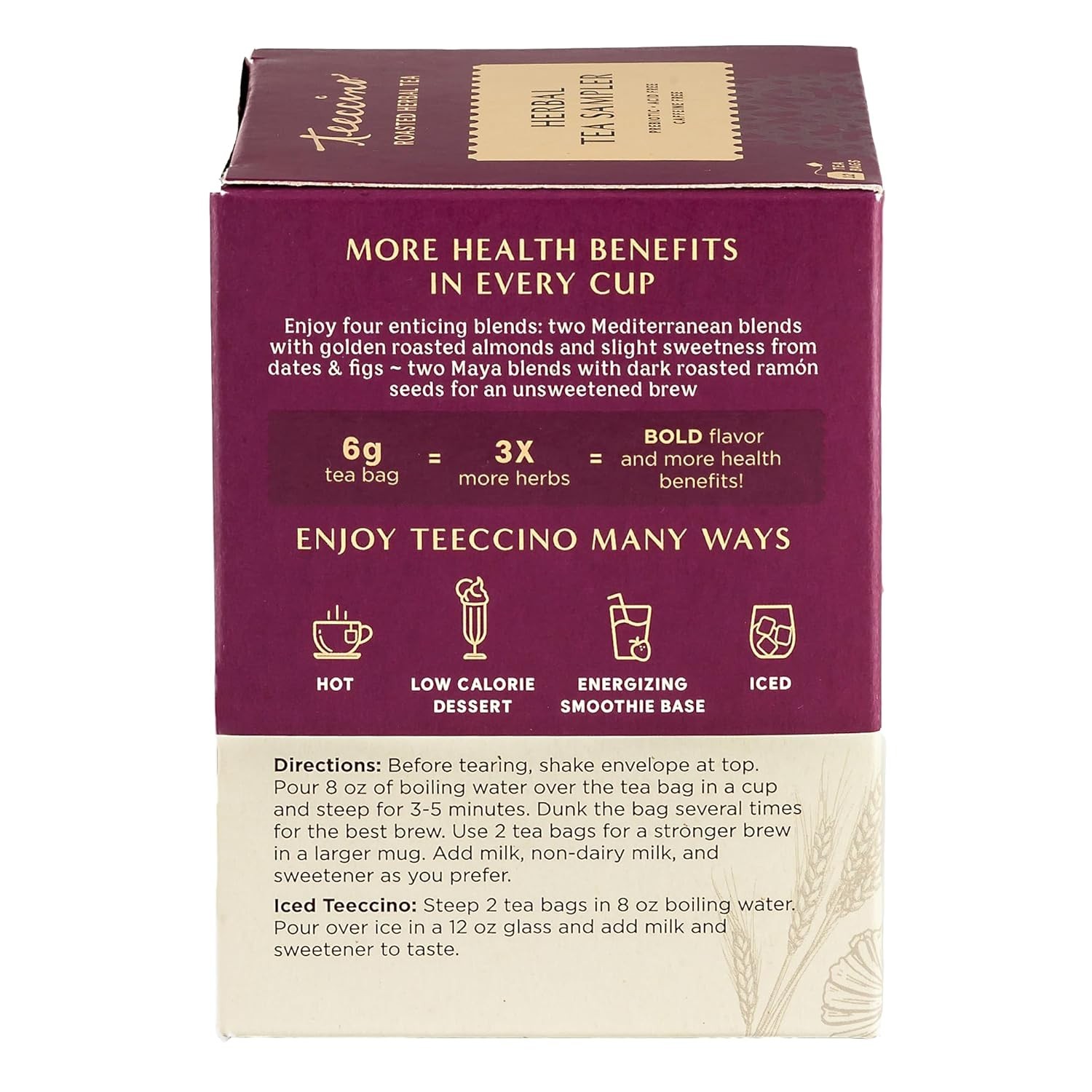 Organic Herbal Tea Sampler: 12 Bags of Caffeine-Free Tea for Natural Energy