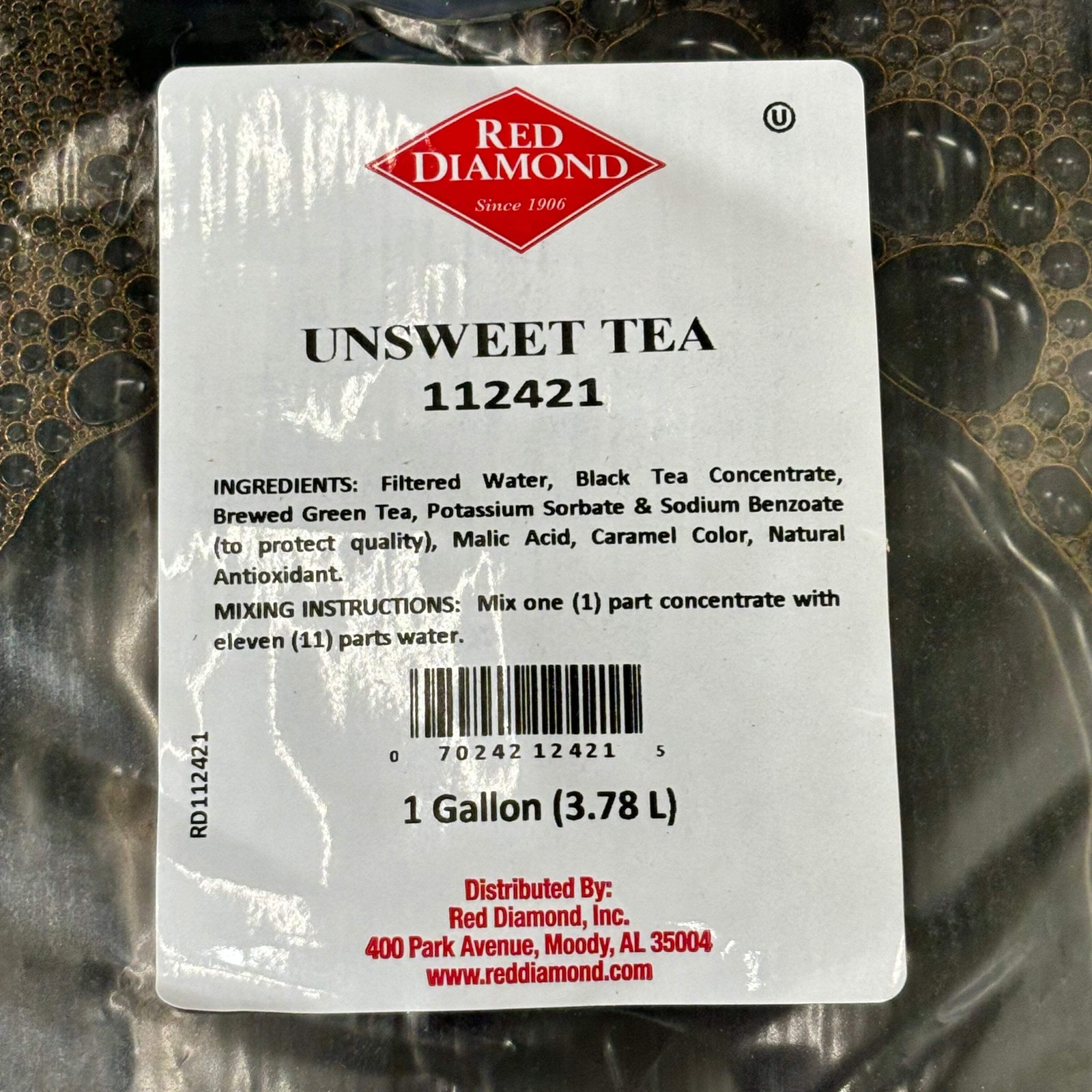 RED DIAMOND (Pack of 3) Unsweetened Tea BB (9/26) 1 Gallon Dispenser Bags